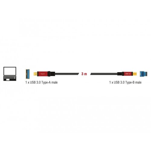DeLock Premium USB A male - USB B male kabel (USB 3.0) - 3.0 meter