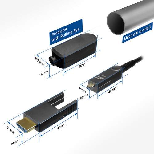 ACT Optische Actieve HDMI 2.0 kabel met afneembare connectoren - 60 meter