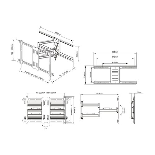 Multibrackets TV muureugel M VESA Dual Flexarm Outdoor 55"-80"