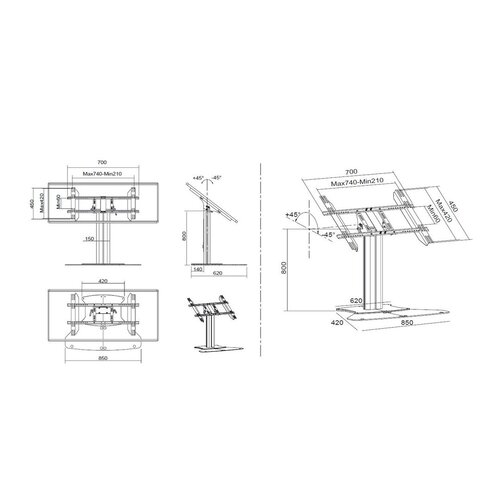 Multibrackets Public Display Stand 80 HD Floorbase Single -  32- 55'' [zwart]