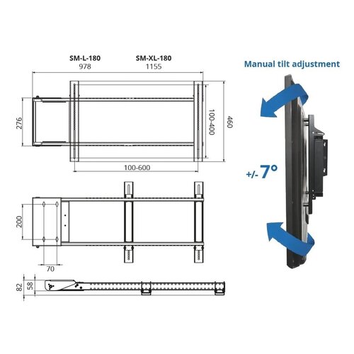 Sabaj Elektrische TV beugel Swing Mount XL-SM-XL180