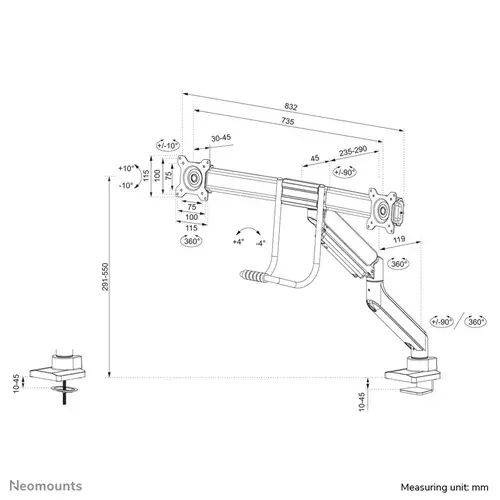 NeoMounts Next Monitorarm DS75-450WH2