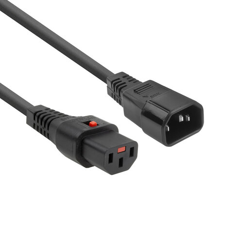 ACT Stroomkabel C13 Lock naar C14 - 3.0 meter - Zwart