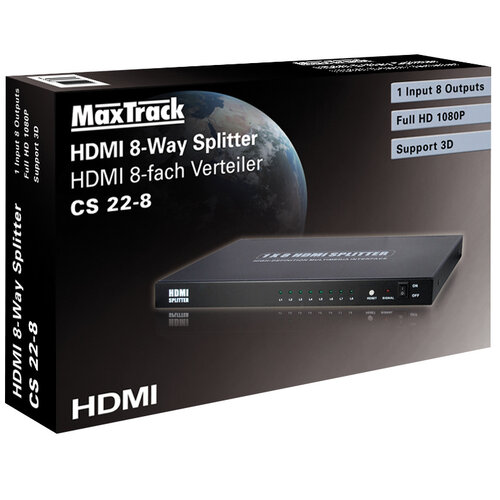 MaxTrack Maxtrack 8 poorts HDMI splitter (Full HD en 3D)