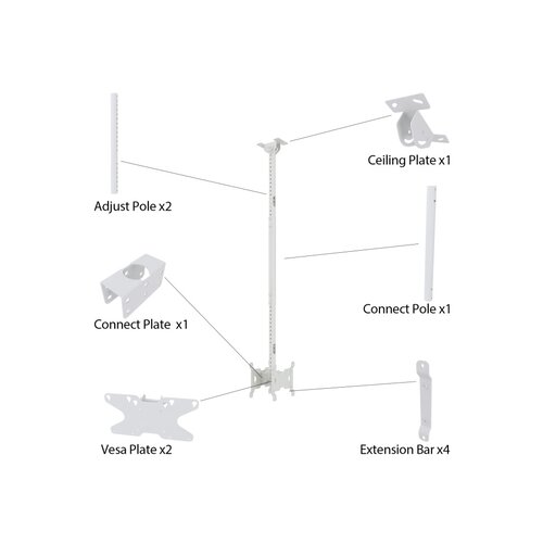 Multibrackets M Public Plafondbeugel Small Back to Back White 1500