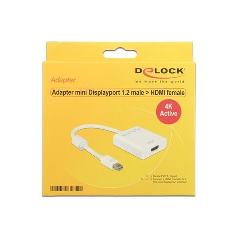 DeLock Actieve Mini DisplayPort 1.2 - HDMI adapterkabel Wit DeLock Actieve Mini DisplayPort 1.2 - HDMI adapterkabel Wit