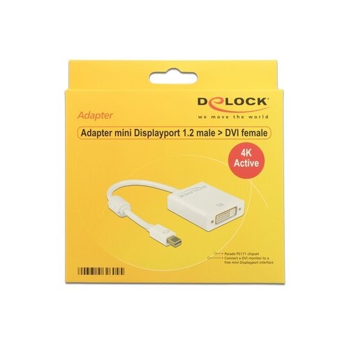 DeLock Actieve mini DisplayPort 1.2 male - DVI female adapter Wit DeLock Actieve mini DisplayPort 1.2 male - DVI female adapter Wit