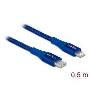 DeLock USB C - Lightning kabel 0.5 meter Blauw