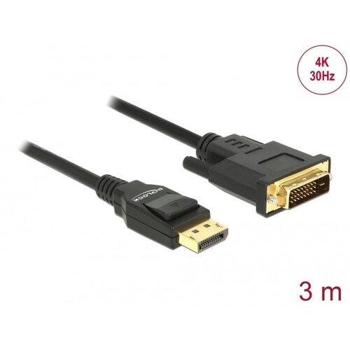 DeLock DisplayPort 1.2 male > DVI 24+1 male passive 4K 30 Hz - 3 meter