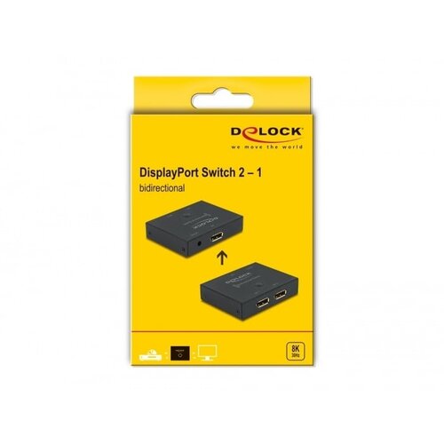 DeLock Bi-Directionele 2 Poorts - DisplayPort Splitter of DisplayPort Switch  (8K)