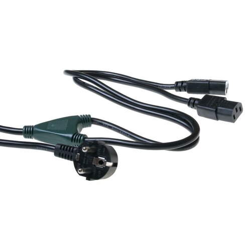 ACT Stroomkabel Schuko CEE7/7 - 2x C13 - 1.20 meter