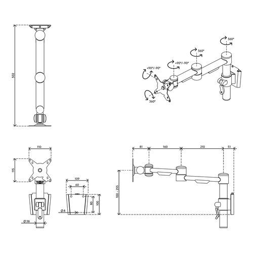 Dataflex ViewMate Style Muurbevestiging 052 Dataflex ViewMate Style Muurbevestiging 052