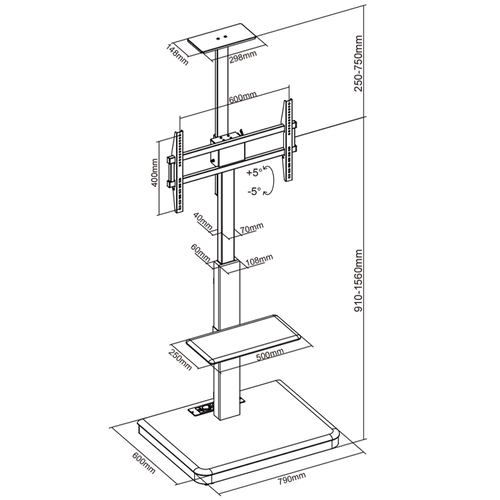 XTRARM TV standaard Elite elektrisch zwart
