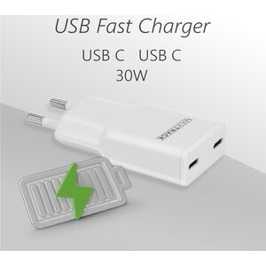 MaxTrack USB Snellader 2x USB C - 30 Watt