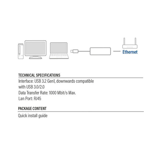 ACT Gigabit Netwerkadapter USB 3.2 (Gen 1)