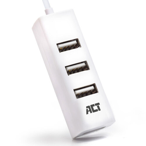 ACT 4 Poorts Mini USB A Hub (USB 2.0) Wit