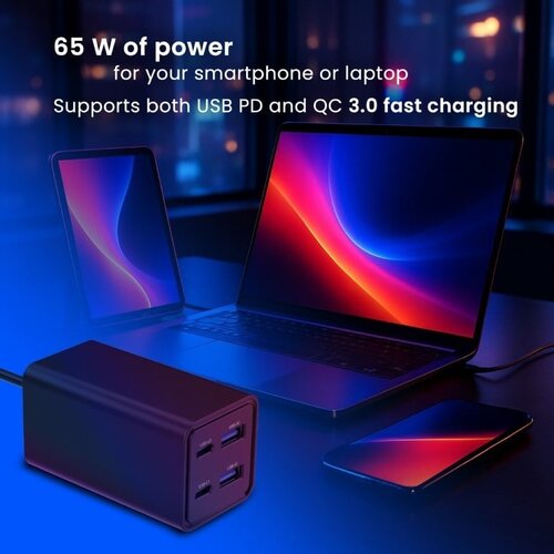 Gembird 4-Poorts USB Snellader 65 W