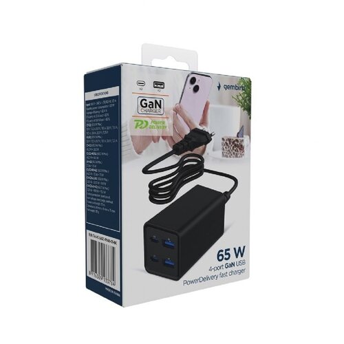 Gembird 4-Poorts USB Snellader 65 W
