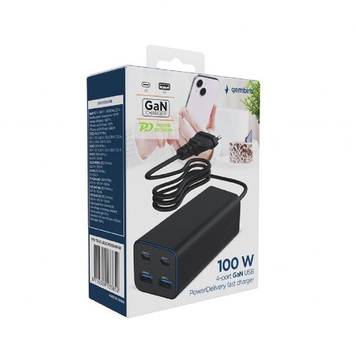Gembird 4-Poorts USB Snellader 100 W