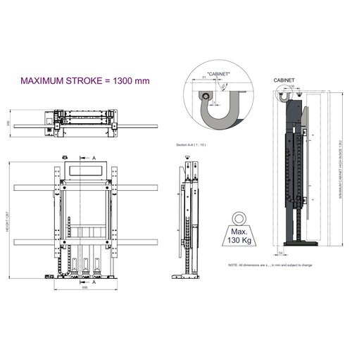 Audipack TV Lift XXL FPL-100E (Max. 100 inch, 130kg)