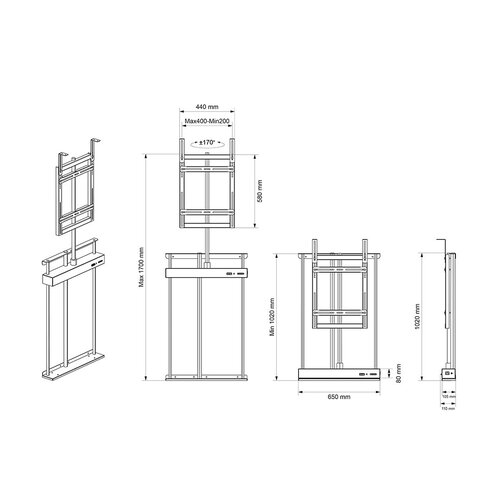 Multibrackets Draaibare TV Lift Swivel 40-65 inch