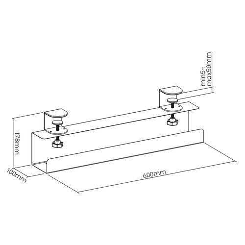 MyWall Bureau Kabelgoot 60 cm met bladklem bevestiging