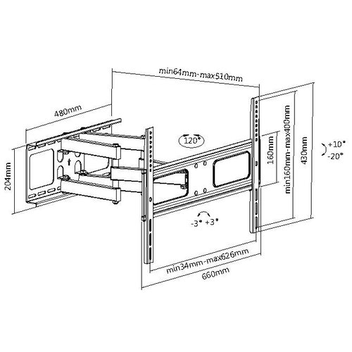MyWall TV Muurbeugel HF20 - Volledig beweegbaar (37-70 inch)