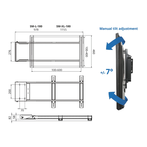 Sabaj Elektrische muurbeugel Swing Mount SM-L-180 Sabaj Elektrische muurbeugel Swing Mount SM-L-180