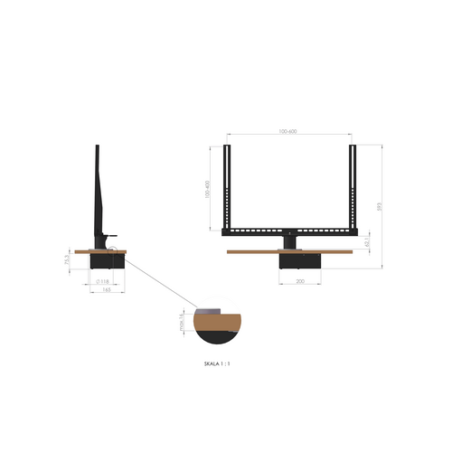 Sabaj Elektrische Inbouw TV tafelstandaard