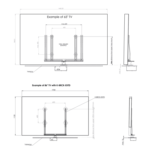 Sabaj Elektrische Inbouw TV tafelstandaard