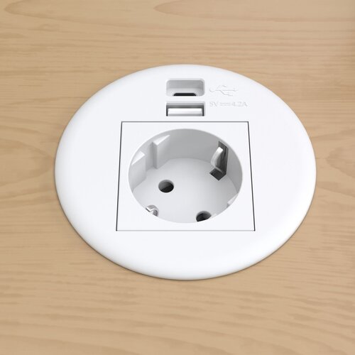 Kindermann CablePort table - Stroom & USB A & C lader - Wit