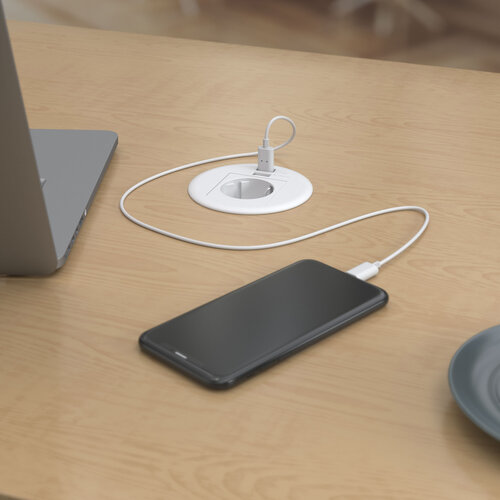 Kindermann CablePort table - Stroom & USB A & C lader - Wit