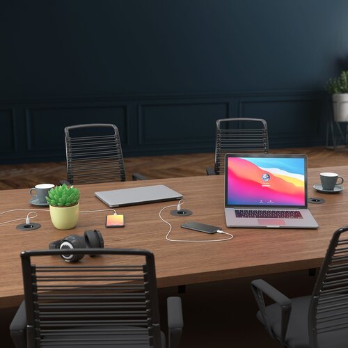 Kindermann CablePort table - Stroom & USB A & C lader - Zwart