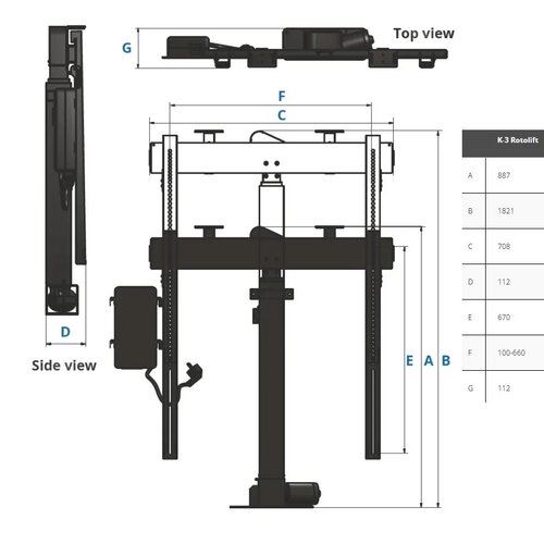 Sabaj Elektrische TV Lift K3 RotoLift met Autolid
