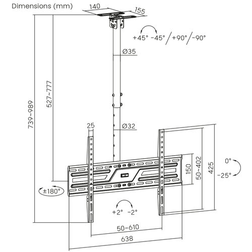 MyWall TV Plafondbeugel HD 10 L