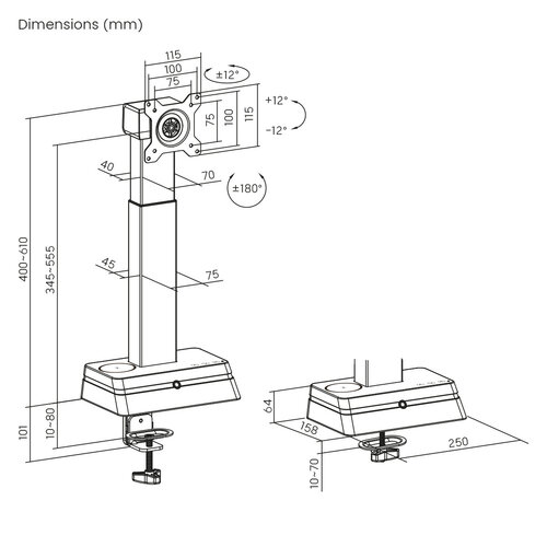 MyWall Monitorarm HL 66-1 L