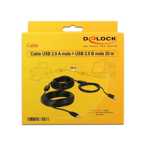 DeLock Actieve USB 2.0 A male - USB 2.0 B male - 11 meter