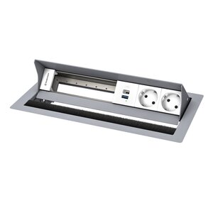 Kindermann 6-voudig 2x Stroom, 1x USB lader (A+C) - RAL 9006