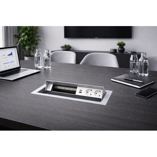 Kindermann CablePort Standard² - 6-voudig - 2x Stroom, 1x USB lader (C + A) - RAL9006