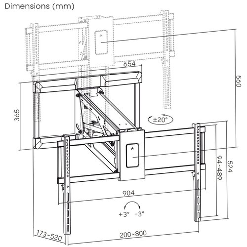 MyWall Elektrische TV Beugel HP 65 AL "Pull Down" MyWall Elektrische TV Beugel HP 65 AL "Pull Down"