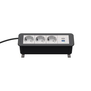 Kindermann CP Office Desk 4V 3x Stroom + USB lader Kindermann CP Office Desk 4V 3x Stroom + USB lader
