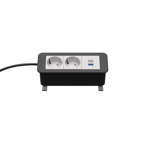 Kindermann CablePort Office desk 3-voudig 2x Stroom,  1xUSB lader A (QC) en C (PD)