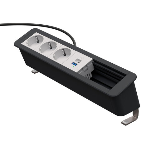 Kindermann CablePort Office Desk 6V 3x Stroom, USB A+C lader, 2x leeg