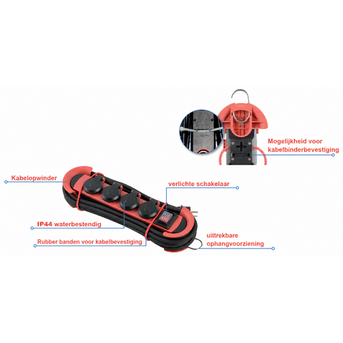 Braca 4-Voudig Professioneel Outdoor Stekkerblok 3.0 meter