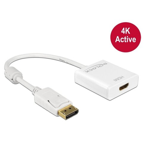 DeLock Actieve DisplayPort 1.2 - HDMI adapterkabel Wit DeLock Actieve DisplayPort 1.2 - HDMI adapterkabel Wit