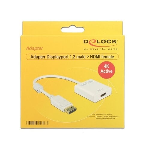 DeLock Actieve DisplayPort 1.2 - HDMI adapterkabel Wit DeLock Actieve DisplayPort 1.2 - HDMI adapterkabel Wit