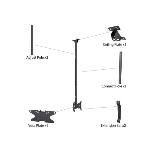 Multibrackets M Public Plafondbeugel Small Single Black 1500 Multibrackets M Public Plafondbeugel Small Single Black 1500