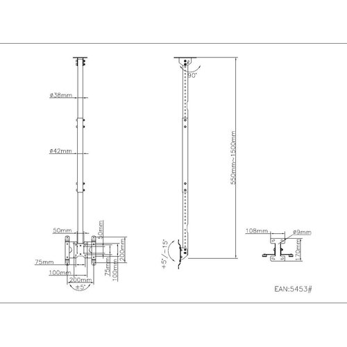 Multibrackets M Public Plafondbeugel Small Single Black 1500 Multibrackets M Public Plafondbeugel Small Single Black 1500