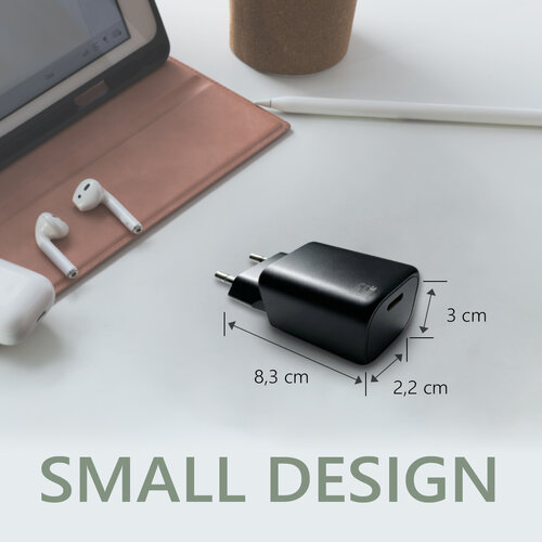 MaxTrack GaN USB-C snellader 65W – compact met Power Delivery en PPS - Zwart