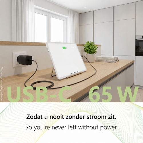 MaxTrack GaN USB-C snellader 65W – compact met Power Delivery en PPS - Zwart